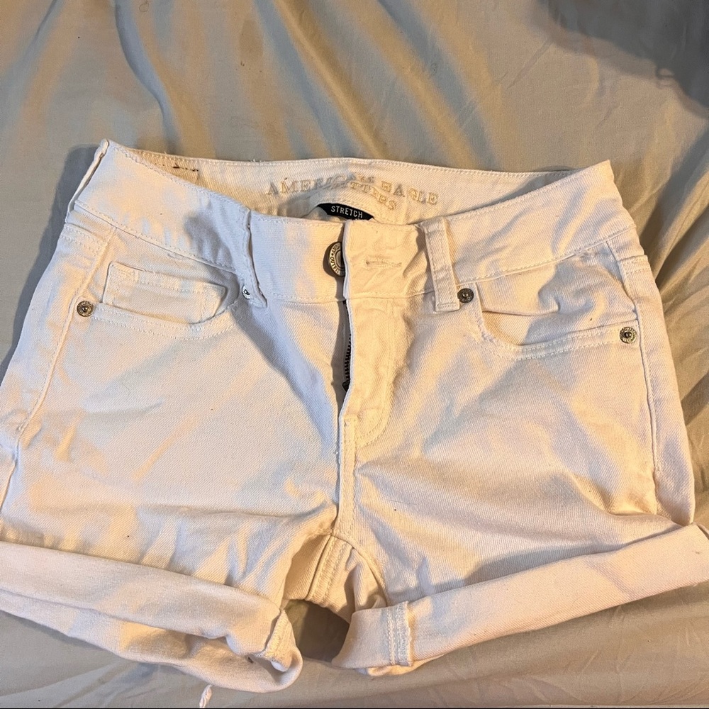 American Eagle white jean shorts